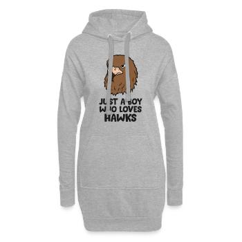 Just a Boy Who Loves Hawks - Hoodie-Kleid - Grau meliert - Vorne