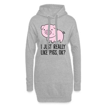 J’aime les Pigs juste really, d’accord ? Kids Boys Love Pigs - Sweat-shirt à capuche long Femme - gris chiné - Devant