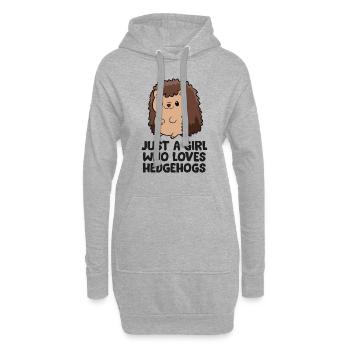 Juste une fille Who Loves Hedgehogs Kids Hedgehog Girl - Sweat-shirt à capuche long Femme - gris chiné - Devant