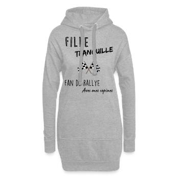 Fille tranquille fan de rallye - Sweat-shirt à capuche long Femme - gris chiné - Devant