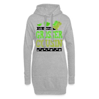 Ich bin bald grosser Cousin - werde großer Cousin - Hoodie-Kleid - Grau meliert - Vorne