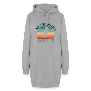Fille marmotte amant femmes conception nature - Sweat-shirt à capuche long Femme - gris chiné - Devant