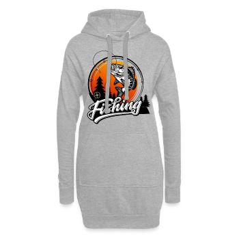 Angeln Angler Fischer Fisch Fischen Geschenk - Hoodie-Kleid - Grau meliert - Vorne