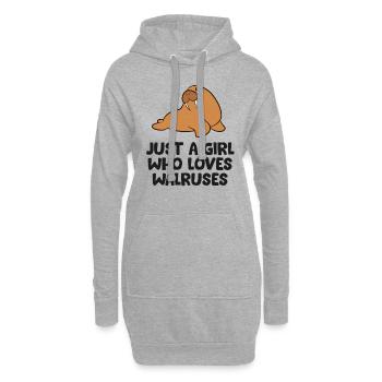 Juste une fille qui aime les morses Morse Drôle de morse - Sweat-shirt à capuche long Femme - gris chiné - Devant