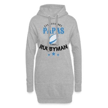 Les meilleurs papas sont rugbyman cadeau - Sweat-shirt à capuche long Femme - gris chiné - Devant