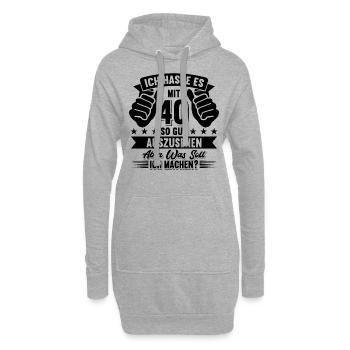 40. Geburtstag - Hoodie-Kleid - Grau meliert - Vorne