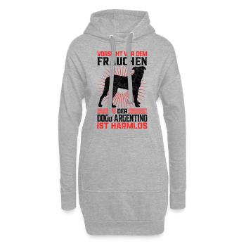 Dogo Argentino Frauchen Dogge Besitzerin Spruch - Hoodie-Kleid - Grau meliert - Vorne