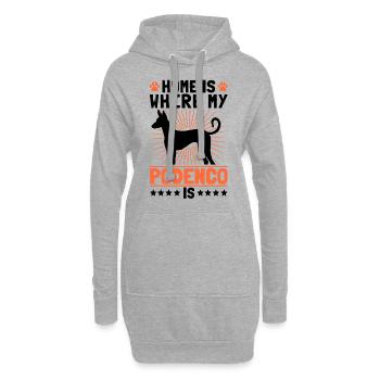 Zuhause ist wo Podenco ist spanischer Windhund - Hoodie-Kleid - Grau meliert - Vorne
