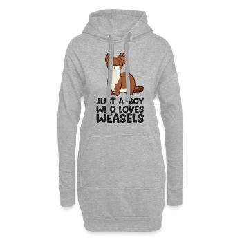 Un garçon qui aime la belette - Sweat-shirt à capuche long Femme - gris chiné - Devant