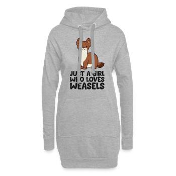 Une fille qui aime la belette - Sweat-shirt à capuche long Femme - gris chiné - Devant