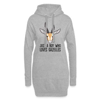 Un garçon qui aime les gazelles - Sweat-shirt à capuche long Femme - gris chiné - Devant
