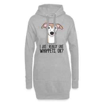 J’aime vraiment les Whippets - Sweat-shirt à capuche long Femme - gris chiné - Devant