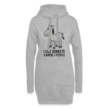 J’aime les ânes et peut-être comme 3 ânes - Sweat-shirt à capuche long Femme - gris chiné - Devant