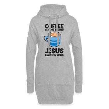 Coffee Gets Me Started Jesus Keeps Me Going - Hoodie Dress - heather grey - Front