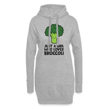 Juste une fille qui aime le brocoli - Sweat-shirt à capuche long Femme - gris chiné - Devant