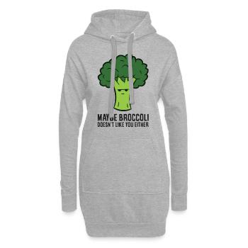 Peut-être que le brocoli ne t’aime pas non plus. - Sweat-shirt à capuche long Femme - gris chiné - Devant