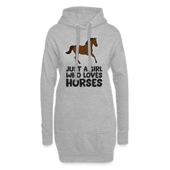 Nur ein Mädchen, das Pferde liebt - Hoodie-Kleid - Grau meliert - Vorne