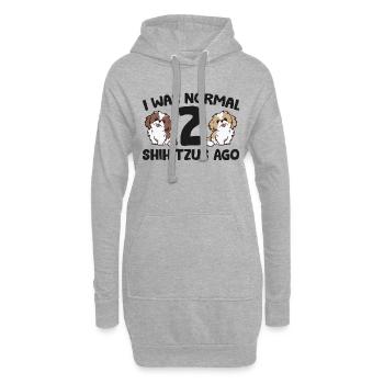 Lustiger Shih Tzu Hundehalter Ich war vor 2 Shih - Hoodie-Kleid - Grau meliert - Vorne