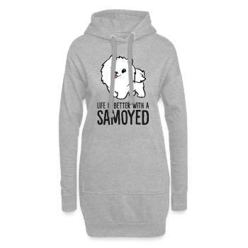 La vie est meilleure avec un Samoyède - Sweat-shirt à capuche long Femme - gris chiné - Devant