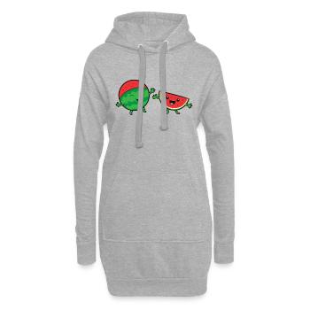 Pastèques Happy Funny Watermelon - Sweat-shirt à capuche long Femme - gris chiné - Devant