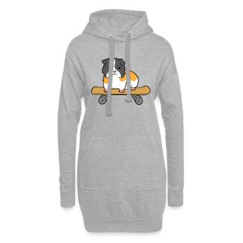 Skateboard Cochon d’Inde Patineur mignon - Sweat-shirt à capuche long Femme - gris chiné - Devant