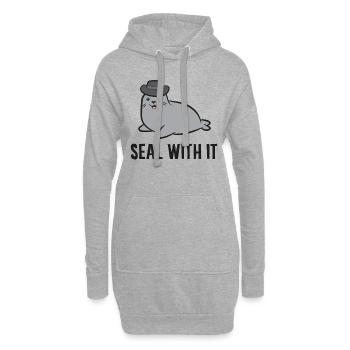 Scellez avec lui Mignon sceau - Sweat-shirt à capuche long Femme - gris chiné - Devant