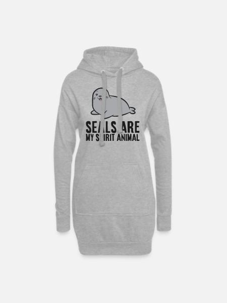 Seals Are My Spirit Animal Love Seals - Hoodie Dress - heather grey