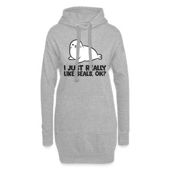 J’aime beaucoup les phoques, d’accord? Drôle de sceau - Sweat-shirt à capuche long Femme - gris chiné - Devant