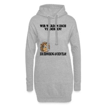 Wir werden dich vermissen Stacheltier weinen Igel - Hoodie-Kleid - Grau meliert - Vorne