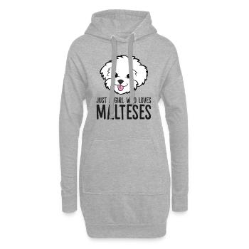 Chien maltais Juste une fille qui aime le maltais - Sweat-shirt à capuche long Femme - gris chiné - Devant