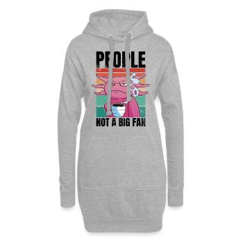 Axolotl avec café - Les gens ne sont pas un grand fan - Sweat-shirt à capuche long Femme - gris chiné - Devant