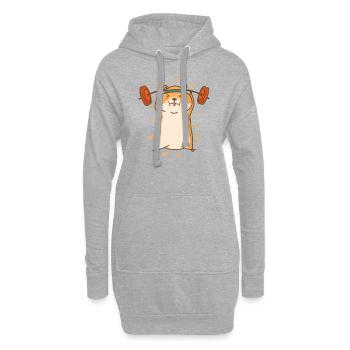 Hamster macht Kraftsport und Fitness - Hoodie-Kleid - Grau meliert - Vorne