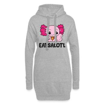 Axolotl isst Pizza Axolotl isst Salotl - Hoodie-Kleid - Grau meliert - Vorne