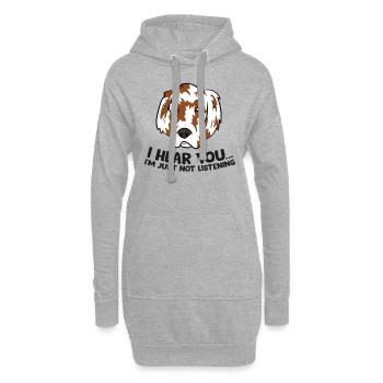 Je t’entends, je n’entends tout simplement pas par amour - Sweat-shirt à capuche long Femme - gris chiné - Devant