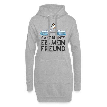 Pinguin sagt ganz dünnes Eis mein Freund - Hoodie-Kleid - Grau meliert - Vorne