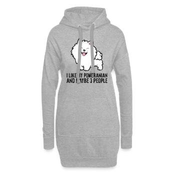 Ich mag meine Pomeranian und vielleicht wie 3 - Hoodie-Kleid - Grau meliert - Vorne