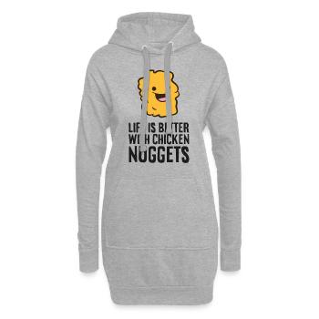 Das Leben ist besser mit Chicken Nuggets - Hoodie-Kleid - Grau meliert - Vorne