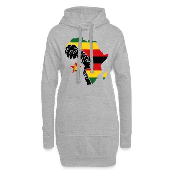 Zimbabwe Zim Zimbabwe Afrique Drapeau Noir Patrimoine - Sweat-shirt à capuche long Femme - gris chiné - Devant