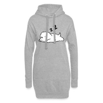 Dormir Bichon Frise Lazy Bichon - Sweat-shirt à capuche long Femme - gris chiné - Devant