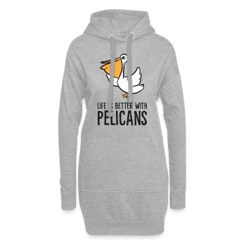La vie est meilleure avec les pélicans - Sweat-shirt à capuche long Femme - gris chiné - Devant