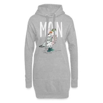 PLATTDEUTSCHER SPRUCH MIT MÖWE - Hoodie-Kleid - Grau meliert - Vorne