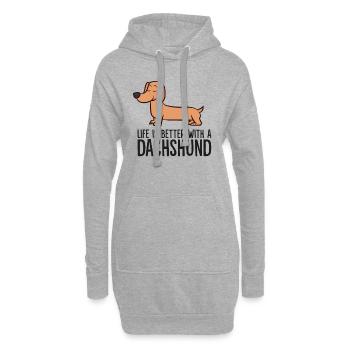 Wiener Hund Das Leben ist besser mit einem Dackel - Hoodie-Kleid - Grau meliert - Vorne
