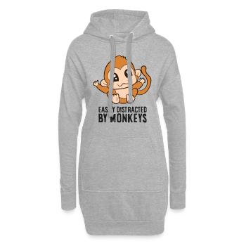 Affe Liebhaber Geschenk leicht durch Affen - Hoodie-Kleid - Grau meliert - Vorne