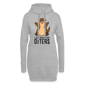 Ich mag Otter einfach sehr - Hoodie-Kleid - Grau meliert - Vorne