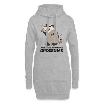Juste une fille qui aime les opossums - Sweat-shirt à capuche long Femme - gris chiné - Devant