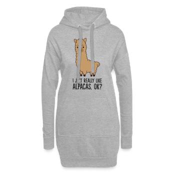 Ich mag Alpakas einfach sehr, okay? Lustiges Lama - Hoodie-Kleid - Grau meliert - Vorne