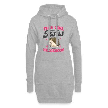 Fan de hérisson Cette fille court sur Jésus et les hérissons - Sweat-shirt à capuche long Femme - gris chiné - Devant
