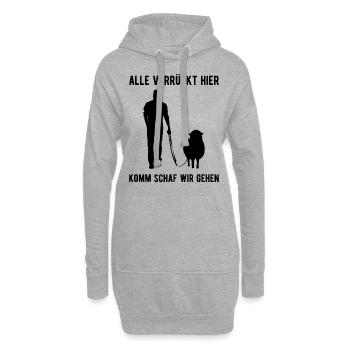 Alle Verrückt Komm Schaf Schäfer Schafe - Hoodie-Kleid - Grau meliert - Vorne