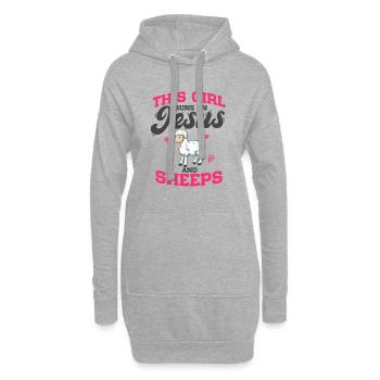Des brebis que cette fille court sur Jésus et des brebis - Sweat-shirt à capuche long Femme - gris chiné - Devant