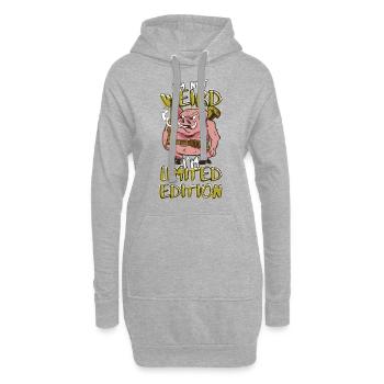 Cooles Cartoon Schwein - Limited Edition - Spruch - Hoodie-Kleid - Grau meliert - Vorne